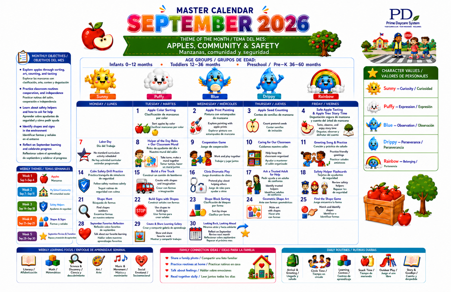 Printed Master Calendar 17 Γ 11 in